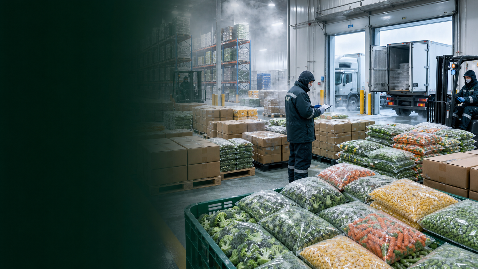 Large frozen vegetable cold-chain warehouse
